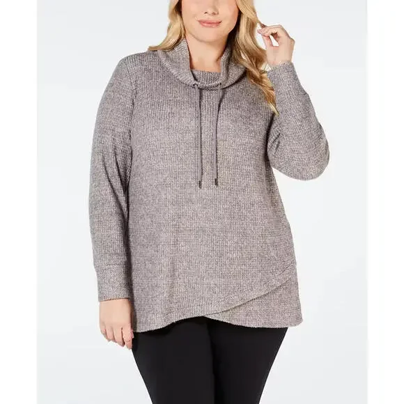 Ideology Plus Size Cowl-Neck Tulip-Hem Top, 1X - Picture 1 of 2